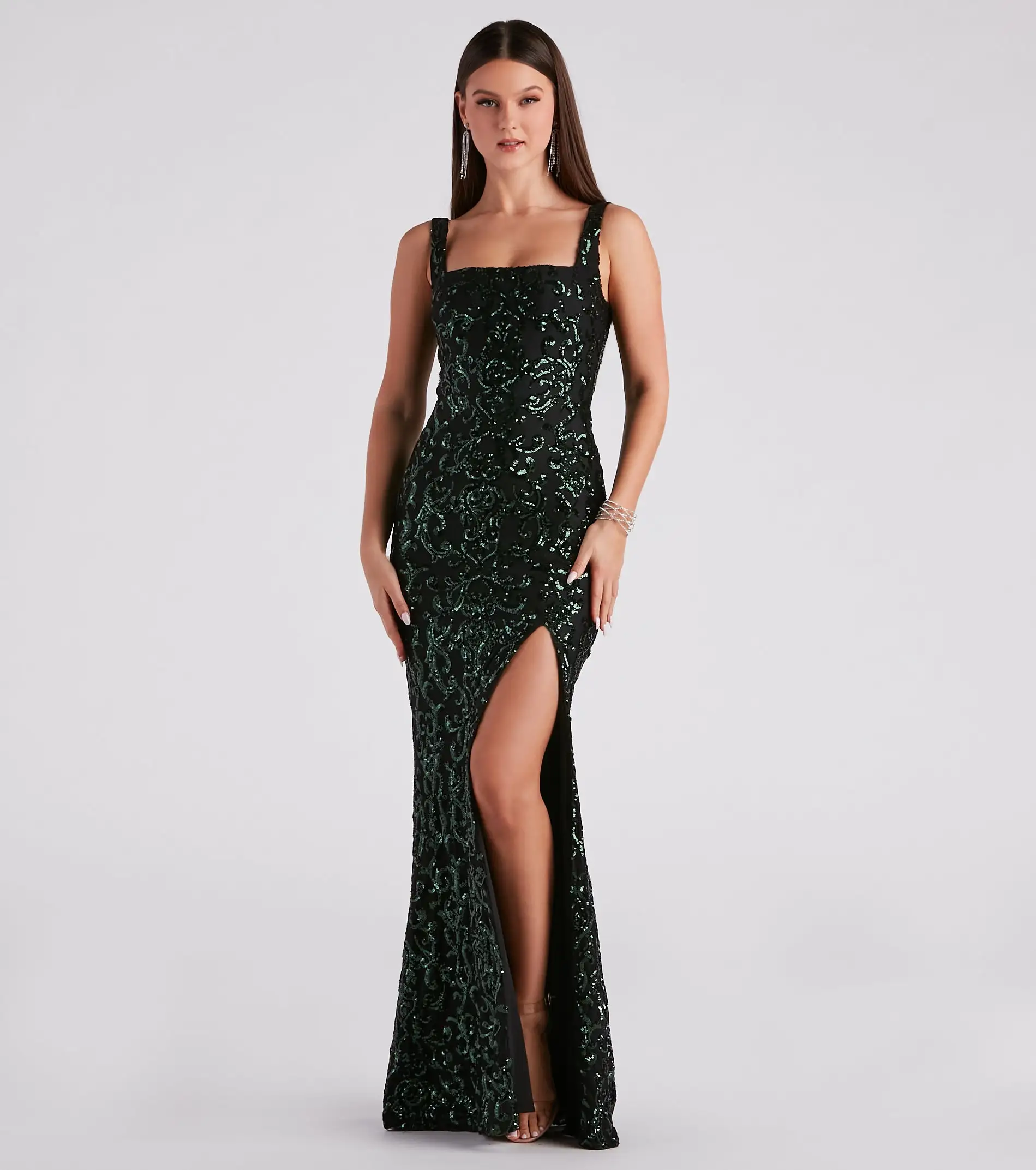Windsor. Jovie Formal Sequin Slit Mermaid Long Dress 11 Windsor. Jovie Formal Sequin Slit Mermaid Long Dress - Image 9