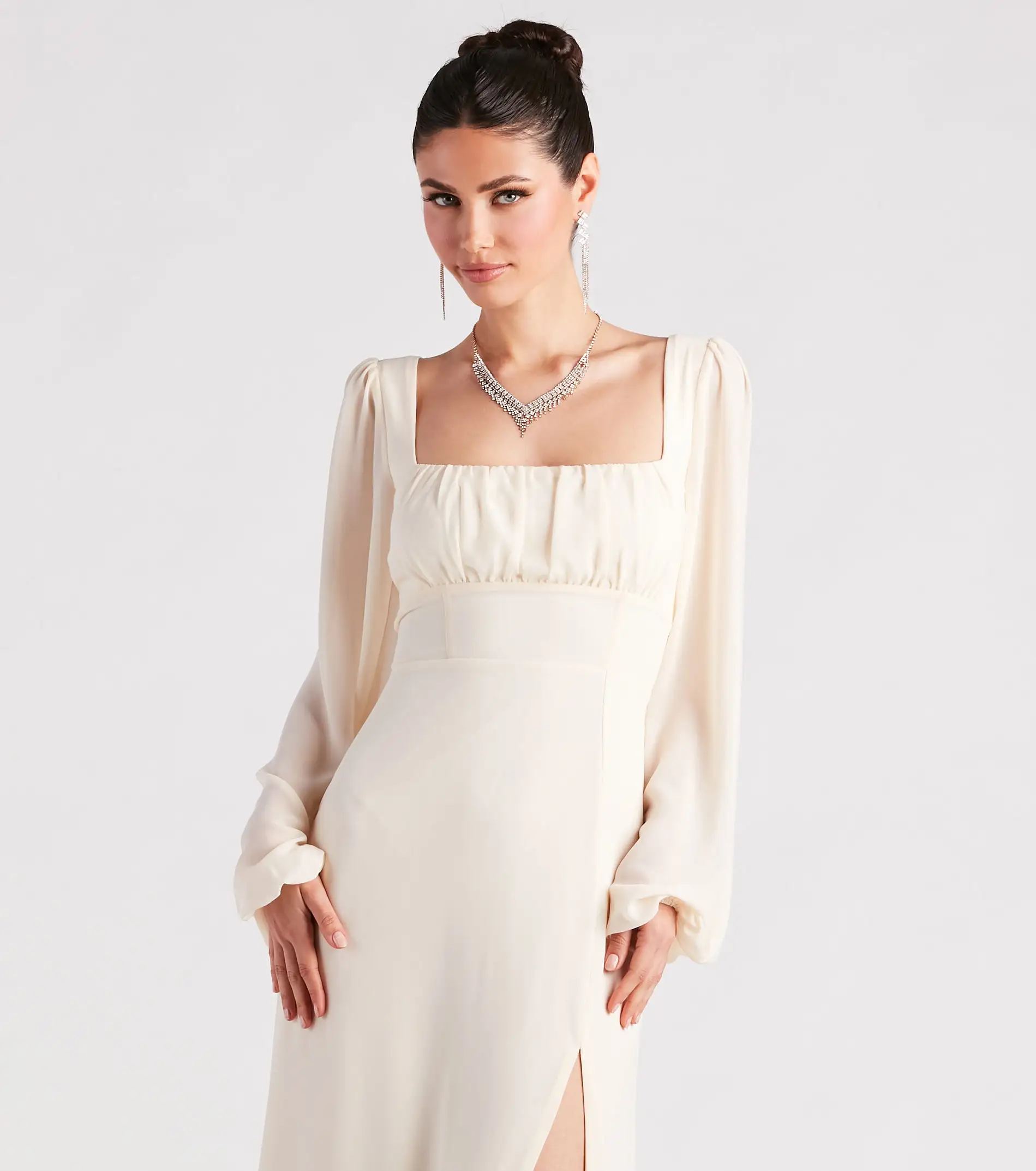 Windsor. Kaylee Formal Chiffon Lace-Up Long Dress 6 Windsor. Kaylee Formal Chiffon Lace-Up Long Dress - Image 4