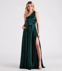 Windsor. Katherine One-Shoulder Satin Formal Dress