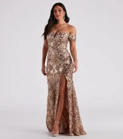 Windsor. Carter Sequin Scroll A-Line Formal Dress -Formal Dresses Online Shop 05002 3848 3