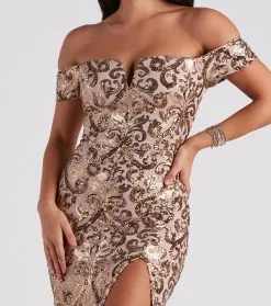 Windsor. Carter Sequin Scroll A-Line Formal Dress -Formal Dresses Online Shop 05002 3848 4