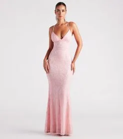Windsor. Bethanie Formal Sequin V-Neck Mermaid Dress