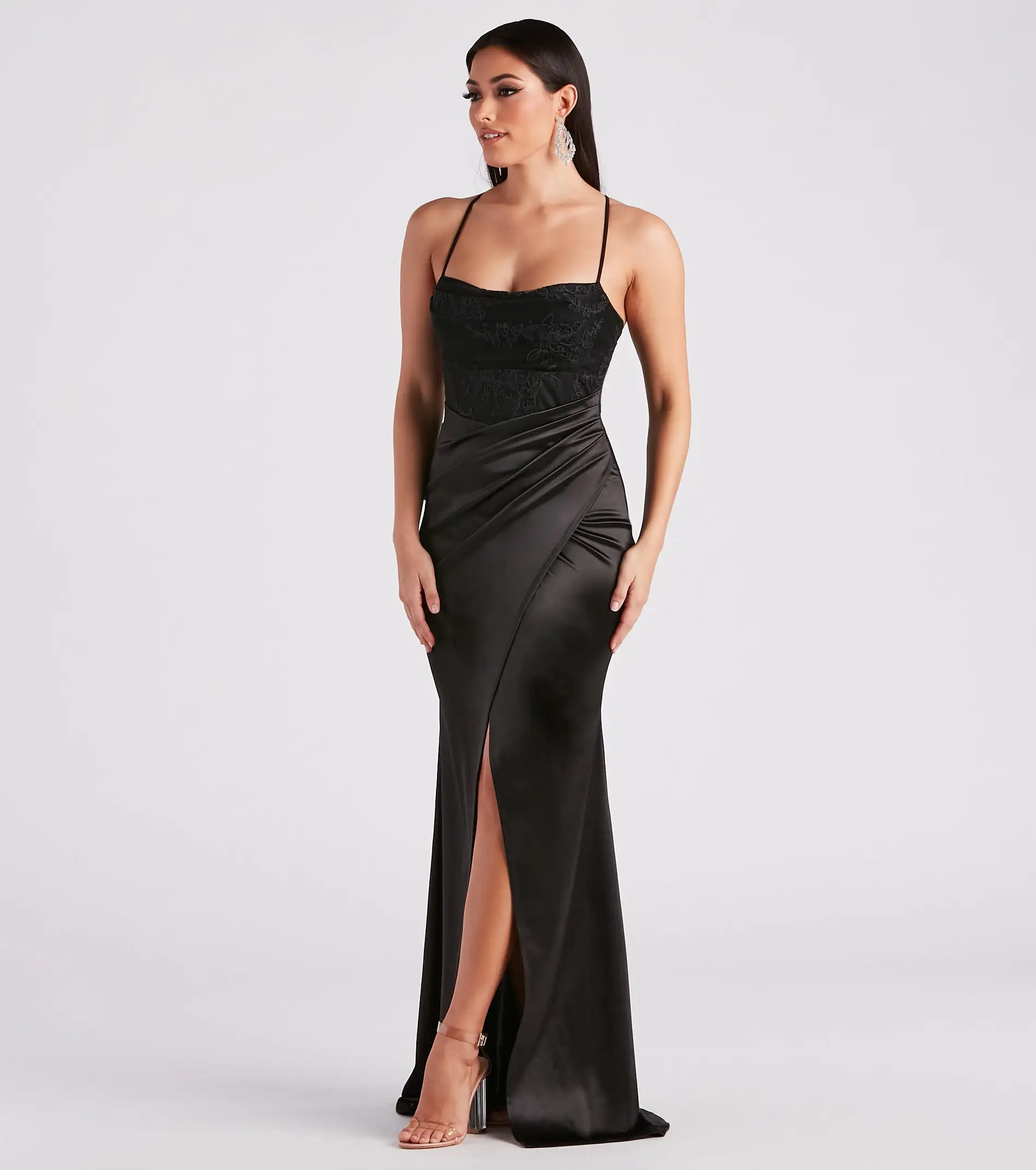 Windsor. Janie Formal Satin Lace Long Dress 5 Windsor. Janie Formal Satin Lace Long Dress - Image 3