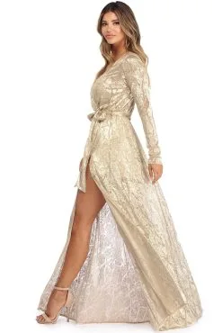 Windsor. Nerissa Metallic Wrap Evening Dress -Formal Dresses Online Shop 05002 5012 4