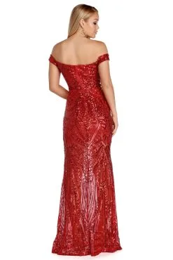 Windsor. Shayla Off The Shoulder Sequin Dress -Formal Dresses Online Shop 05002 5880 3