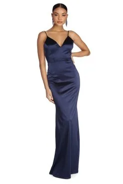 Windsor. Aria Formal Satin Ruched Dress -Formal Dresses Online Shop 05002 6144 1