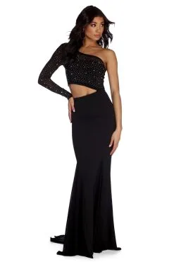 Windsor. Bria Formal One Shoulder Heat Stone Dress
