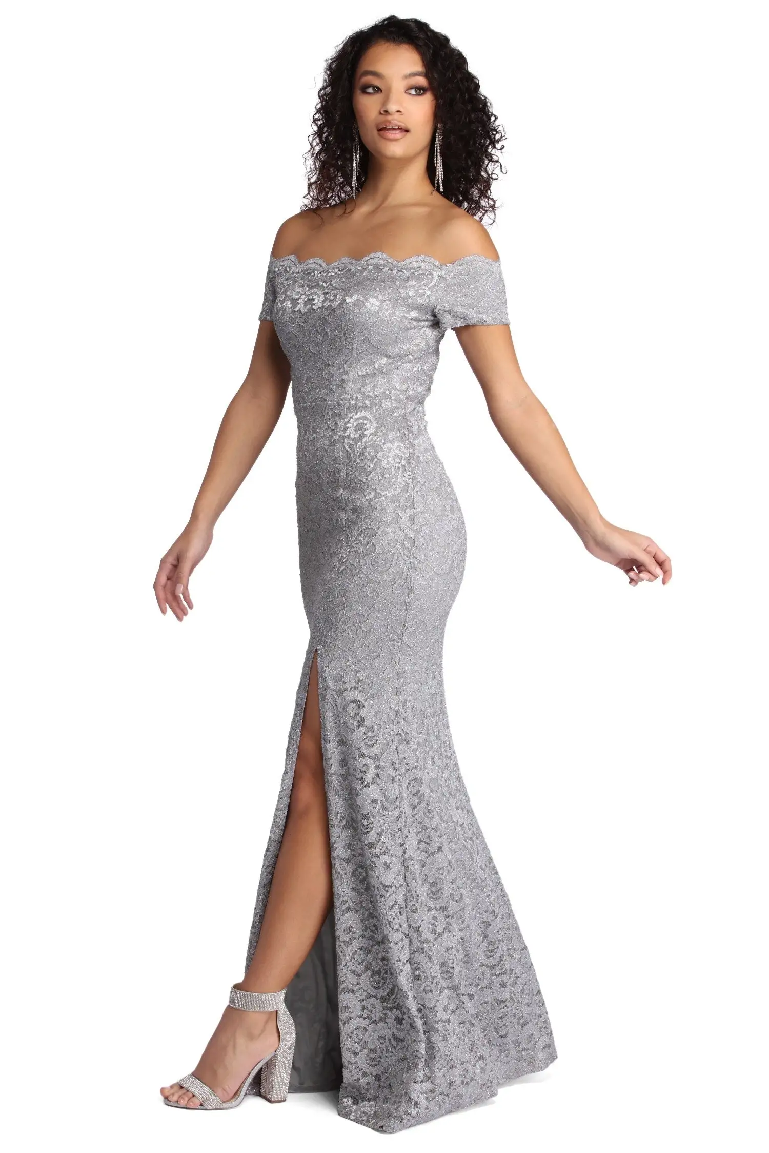 Windsor. Lillian Formal High Slit Lace Dress 3 Windsor. Lillian Formal High Slit Lace Dress