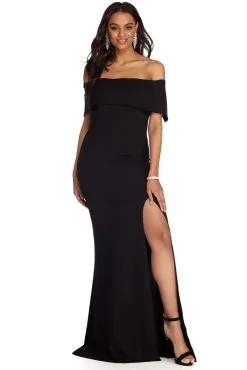Windsor. Lana Formal High Slit Glitter Dress