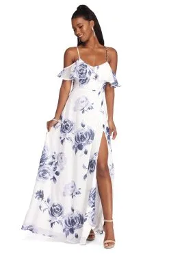 Windsor. Mia Formal High Slit Chiffon Dress