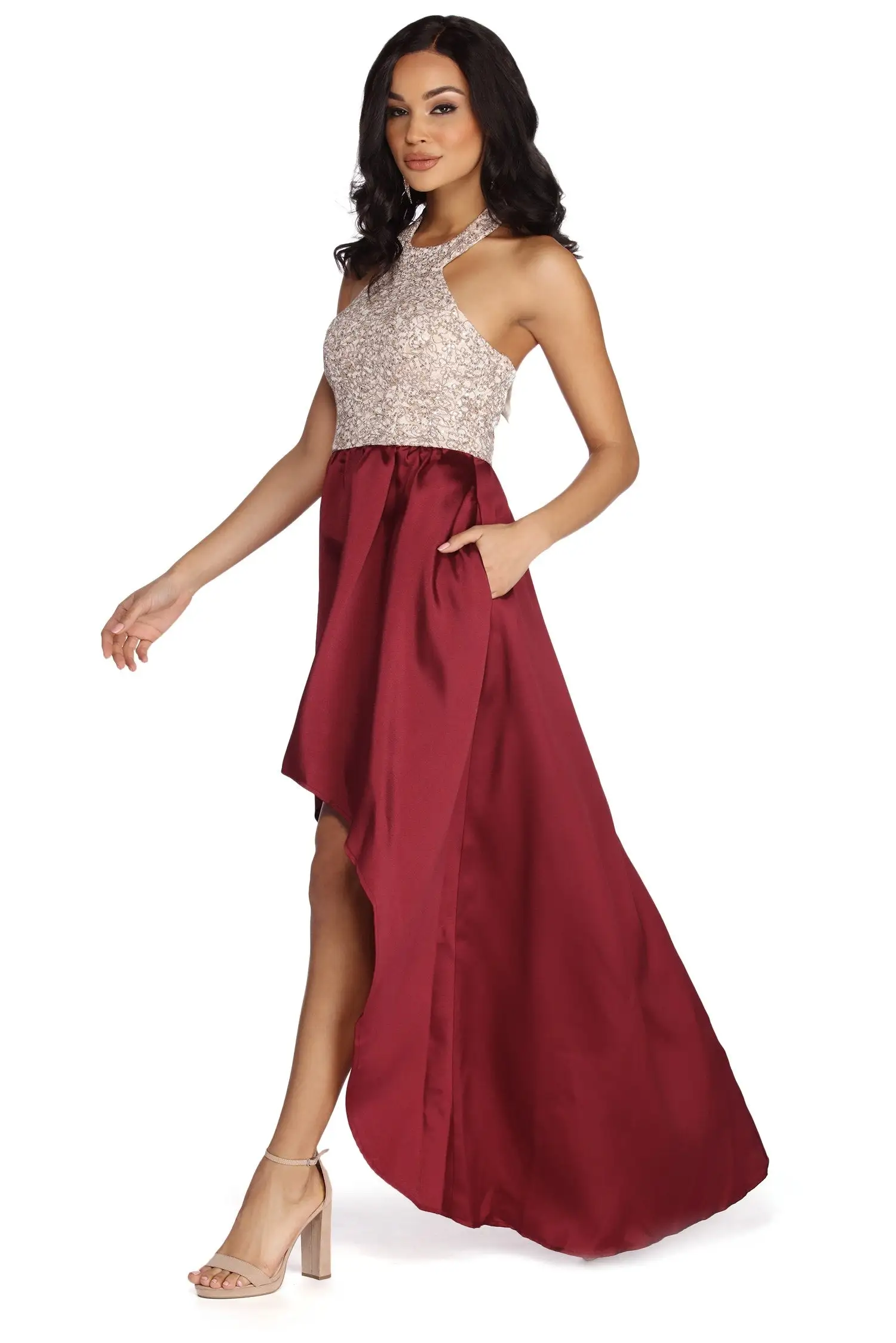 Windsor. Kaia Formal High Low Taffeta Dress 4 Windsor. Kaia Formal High Low Taffeta Dress - Image 2