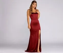 Windsor. Bryn Satin Lace Up Formal Dress