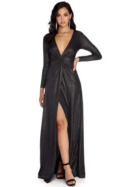 Windsor. Evangeline Formal Glitter Knot Dress