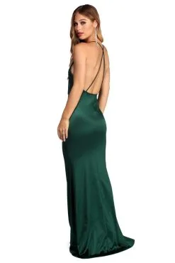 Windsor. Evelina Plunging Formal Satin Dress -Formal Dresses Online Shop 05002 6797 3