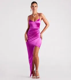 Windsor. Margret Formal Satin Asymmetrical Long Dress