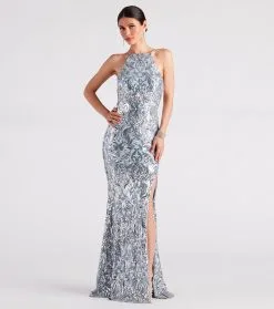 Windsor. Lexi Formal Sequin Rhinestone A-Line Dress