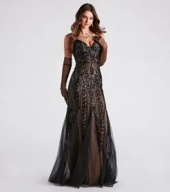 Windsor. Juliana Formal Sequin Mesh Mermaid Dress