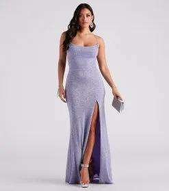 Windsor. Doria Formal High Slit Glitter Dress -Formal Dresses Online Shop 05002 6930 1