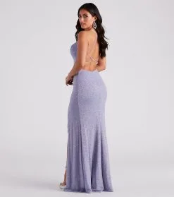 Windsor. Doria Formal High Slit Glitter Dress -Formal Dresses Online Shop 05002 6930 2