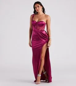 Windsor. Lo Formal One-Shoulder Satin Corset Dress -Formal Dresses Online Shop 05002 6936 3 84eed07c bee9 4ac1 82fd 9d50b4c5f616