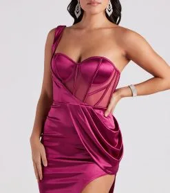 Windsor. Lo Formal One-Shoulder Satin Corset Dress -Formal Dresses Online Shop 05002 6936 4 18be6ba7 09a1 44f3 96e9 781e19ccd0ba