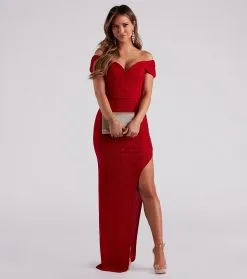 Windsor. Elianna Off-The-Shoulder Glitter Formal Dress -Formal Dresses Online Shop 05002 6997 1