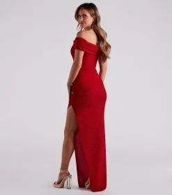 Windsor. Elianna Off-The-Shoulder Glitter Formal Dress -Formal Dresses Online Shop 05002 6997 2