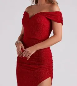 Windsor. Elianna Off-The-Shoulder Glitter Formal Dress -Formal Dresses Online Shop 05002 6997 4