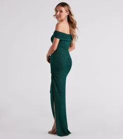 Windsor. Elianna Off-The-Shoulder Glitter Formal Dress -Formal Dresses Online Shop 05002 6998 2