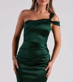 Windsor. Angela Formal Satin One Shoulder Long Dress -Formal Dresses Online Shop 05002 7021 4