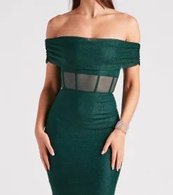 Windsor. Alice Formal Glitter Off The Shoulder Dress -Formal Dresses Online Shop 05002 7070 4