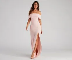 Windsor. Coralie Off Shoulder Front Slit Dress 33 Windsor. Coralie Off Shoulder Front Slit Dress -Formal Dresses Online Shop 05002 7131 3 1