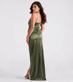 Windsor. Serena High Slit Satin Formal Dress -Formal Dresses Online Shop 05002 7144 2 4a7a97f5 b1b8 40f3 84d4 b812a636b714