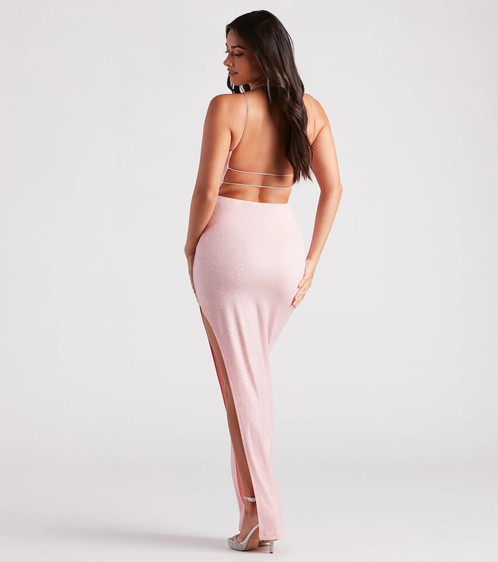 Windsor. Mckayla Formal Glitter Strappy Back Dress 4 Windsor. Mckayla Formal Glitter Strappy Back Dress - Image 2