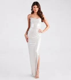 Windsor. Carmela Formal High Slit Glitter Dress