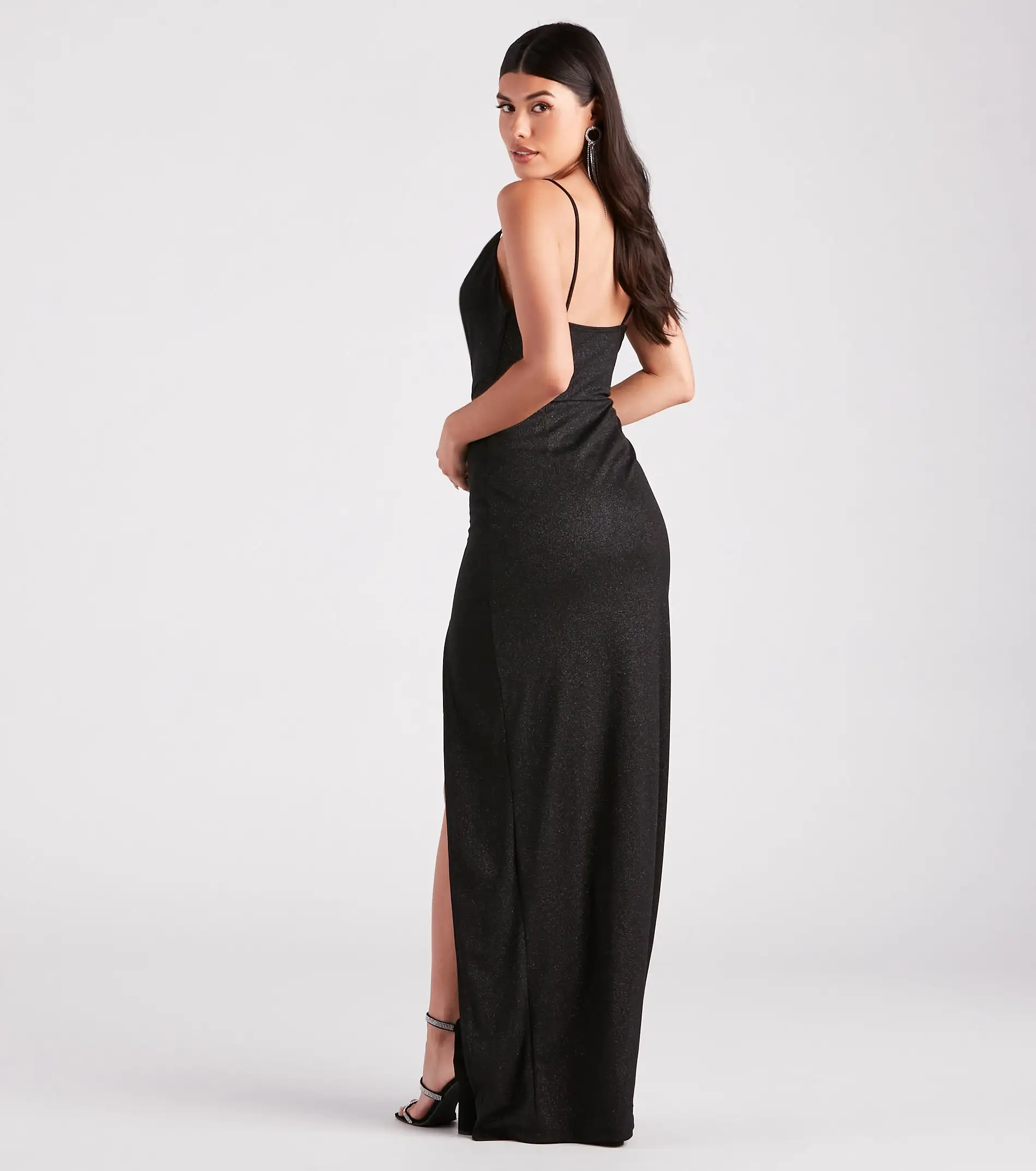 Windsor. Shelly High Slit Glitter Knit Formal Dress 4 Windsor. Shelly High Slit Glitter Knit Formal Dress - Image 2