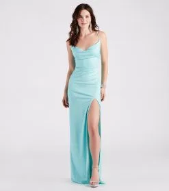 Windsor. Shelly High Slit Glitter Knit Formal Dress 14 Windsor. Shelly High Slit Glitter Knit Formal Dress -Formal Dresses Online Shop 05002 7182 1