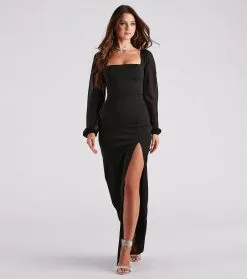 Windsor. Penny Formal Crepe Lace-Up Slit Dress 8 Windsor. Penny Formal Crepe Lace-Up Slit Dress -Formal Dresses Online Shop 05002 7206 1