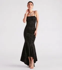 Windsor. Liyah Formal Velvet Ruffle Dress -Formal Dresses Online Shop 05002 7362 1