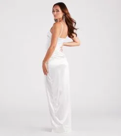 Windsor. Mayra Formal Satin Slit Long Dress -Formal Dresses Online Shop 05002 7406 2