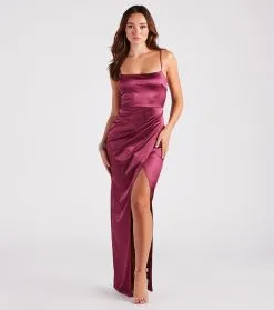 Windsor. Mayra Formal Satin Slit Long Dress -Formal Dresses Online Shop 05002 7407 1