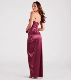 Windsor. Mayra Formal Satin Slit Long Dress -Formal Dresses Online Shop 05002 7407 2