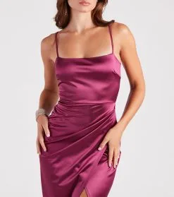 Windsor. Mayra Formal Satin Slit Long Dress -Formal Dresses Online Shop 05002 7407 4