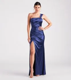 Windsor. Kathie Formal Satin One Shoulder Dress