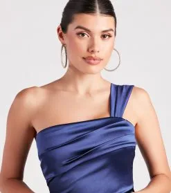 Windsor. Kathie Formal Satin One Shoulder Dress -Formal Dresses Online Shop 05002 7449 4