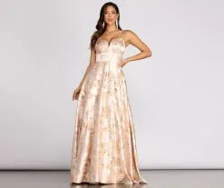 Windsor. Cherie Floral Jacquard Deep V Ball Gown -Formal Dresses Online Shop 05004 0050 4 b3d95c55 89b0 4798 b9f4 b1185da265b2