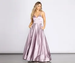 Windsor. Idina Satin Lace Up Ball Gown