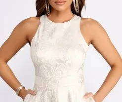 Windsor. Gisella Brocade High Neck Ball Gown -Formal Dresses Online Shop 05004 0101 3