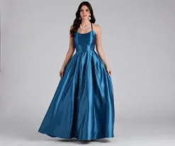 Windsor. Christine Sleeveless Satin Ball Gown