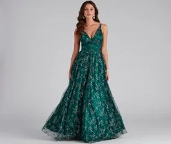 Windsor. Kristin Formal Embroidered Glitter Ball Gown